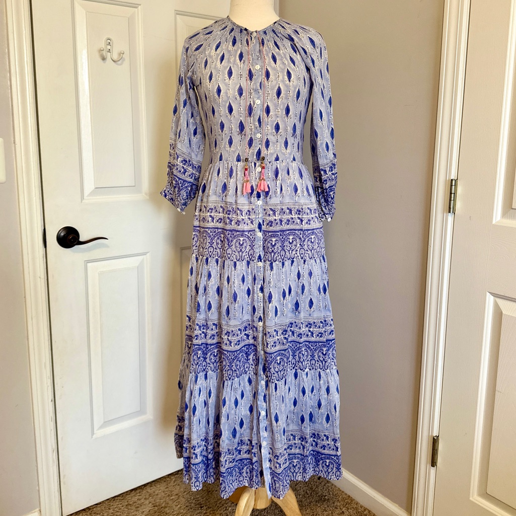 Alicia Bell Blue Paisley Dress | Size Xs | Silk Cotton